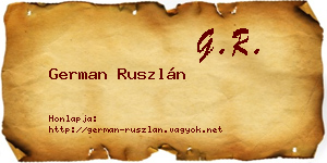 German Ruszlán névjegykártya
